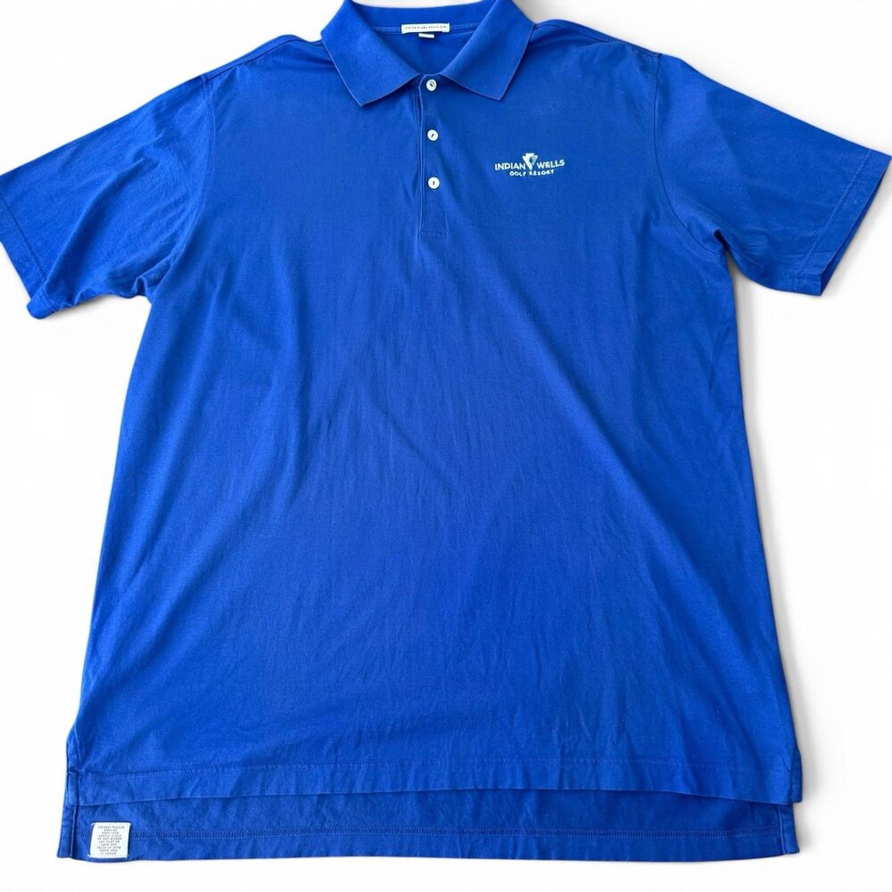 Peter Millar Indian Wells Golf Resort Polo Men XL Blue Performance Stretch Shirt